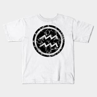 Black Marble Zodiac - Aquarius Kids T-Shirt